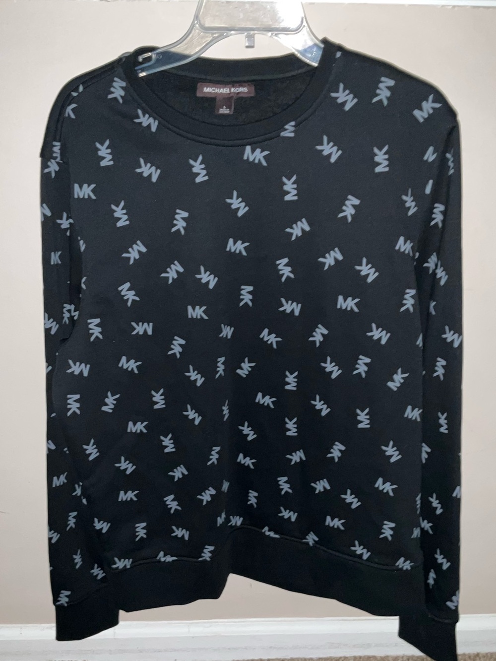 Michael Kors Black Crewneck Sweatshirt with Gray MK Print
